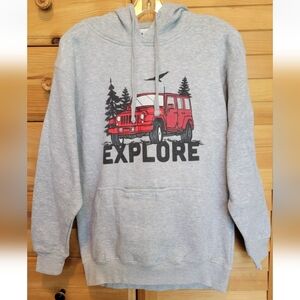 Jeep Graphic Heavy Weight Womens Hoodie Size Small With Phone Pocket